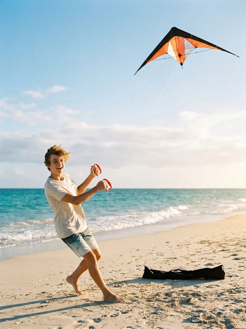 Strandvlieger 120x50 cm – Oranje/Groen sfeerfoto